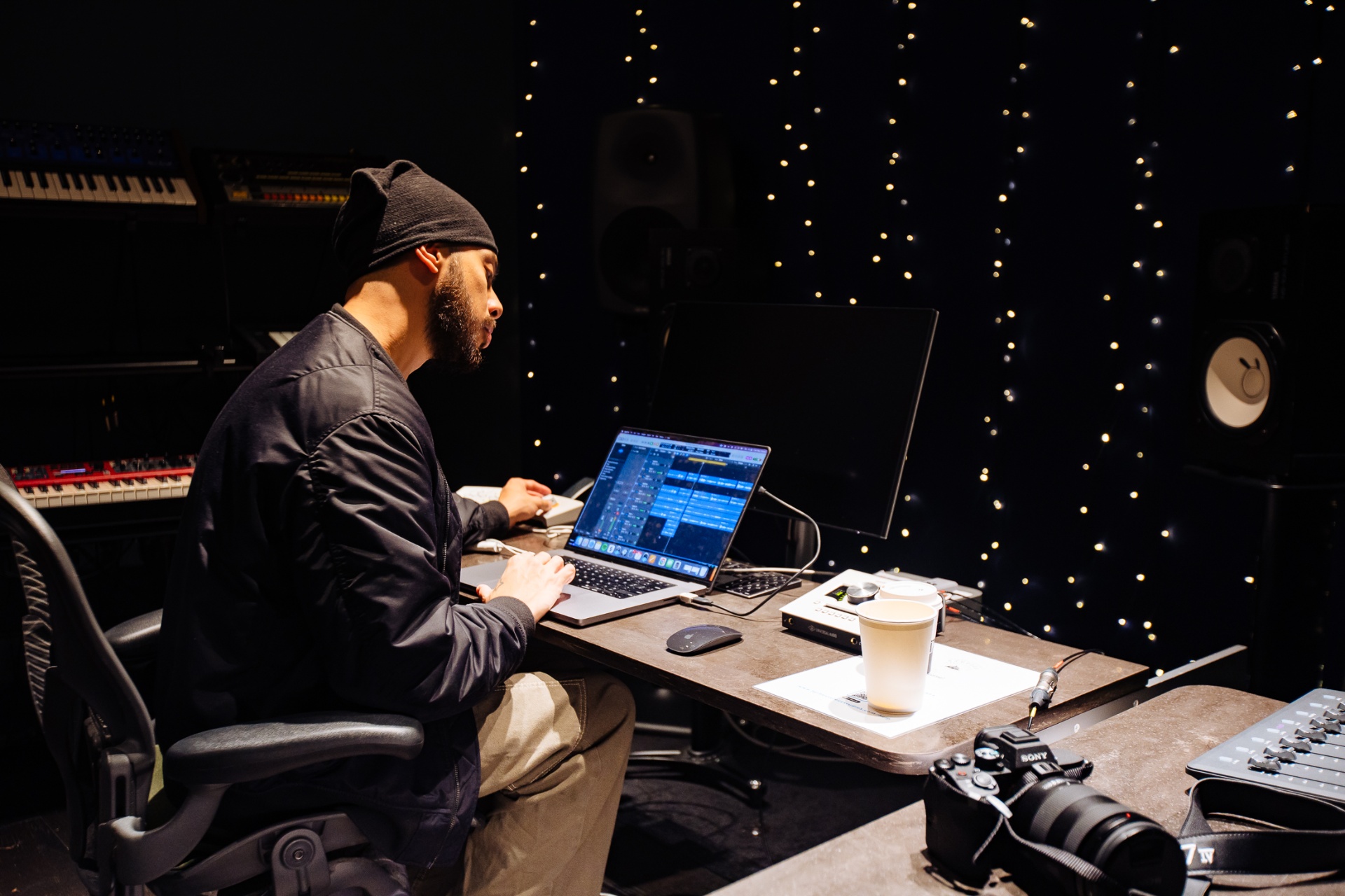 Mark “New Haven” Benedicto producing in the studio